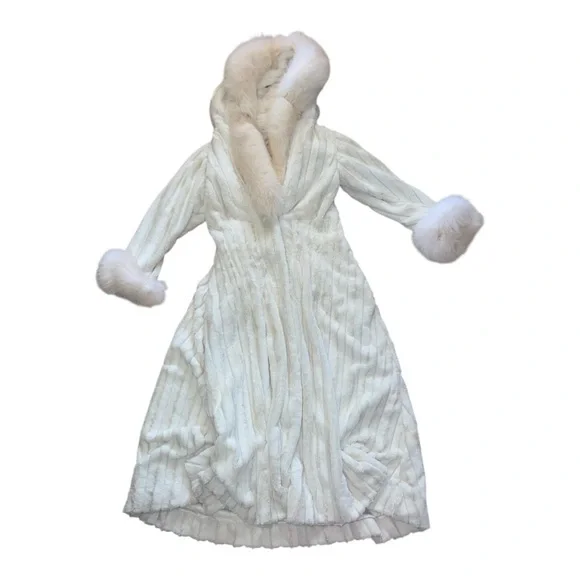 Vintage Womens’s Arctic fox White mink long coat custom made Should Be Size 6 - Picture 6 of 13